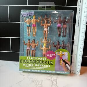 New Hunky Buddies Drink Markers 12 pack Novelty Drink Charms